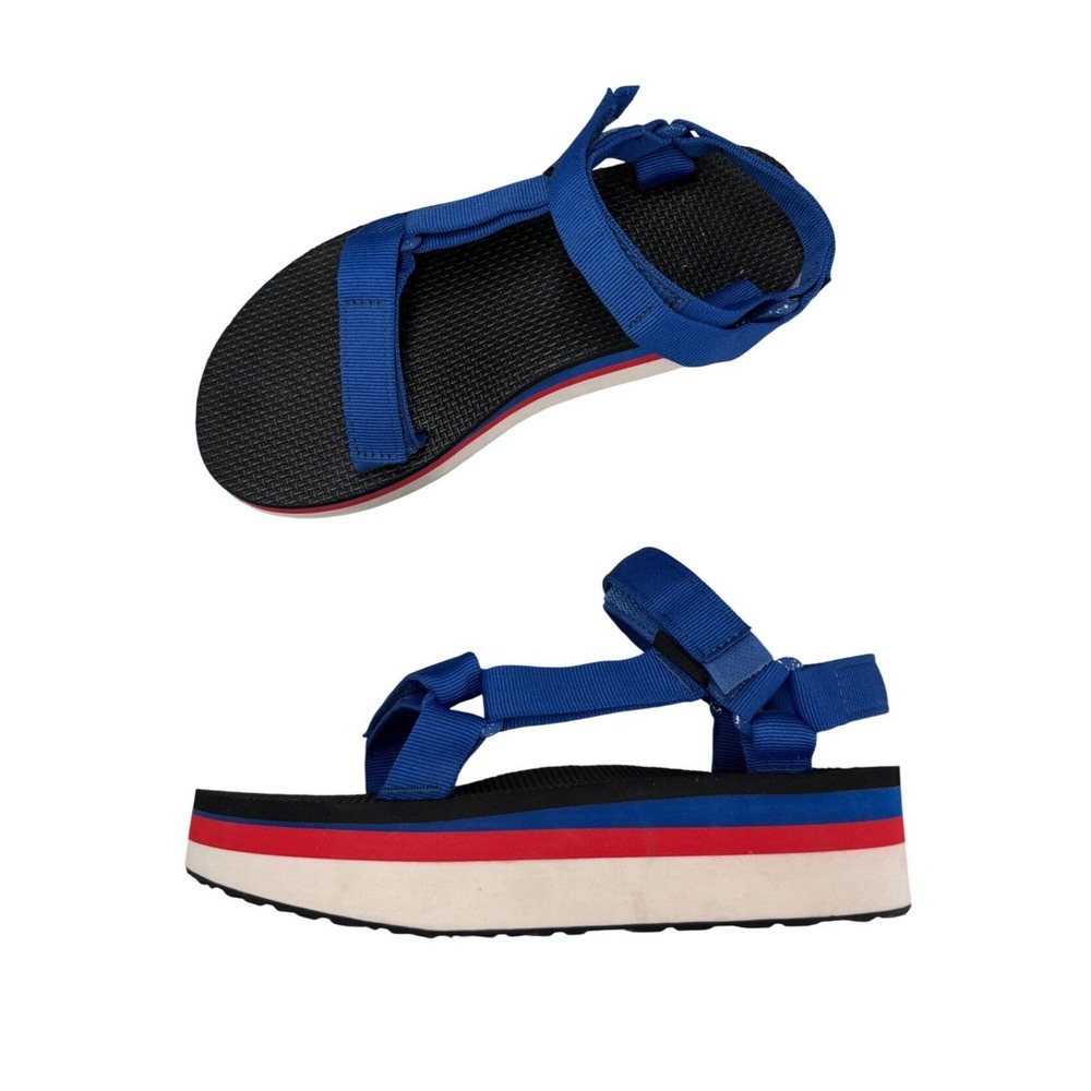 Teva Flatform Universal Sandals Blue Red White Platform Festival Women's Size 8